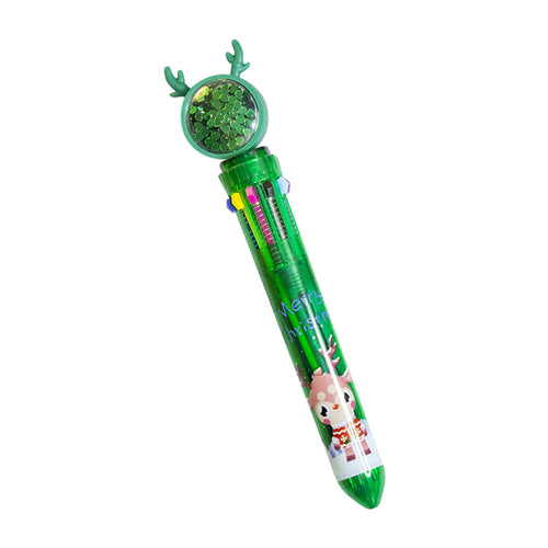 10-Color Ballpoint Pen Set - 0.5mm Fine Tip Multicolor Writing Pens for Students, Christmas Office Gifts with 2ml Ink Refills (Santa Edition)